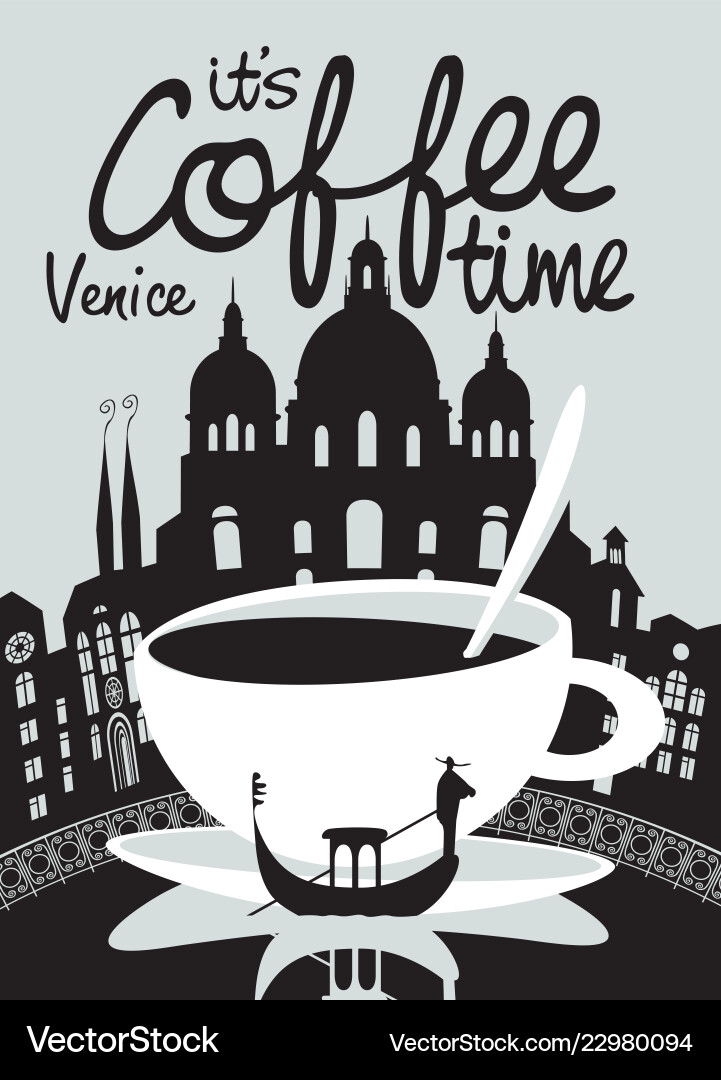 Coffee banner on background of venice landscape Coffee banner on background of venice landscape vector image