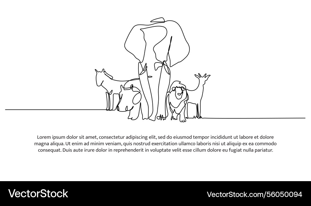Continuous one line design of various animals Continuous one line design of various animals vector image