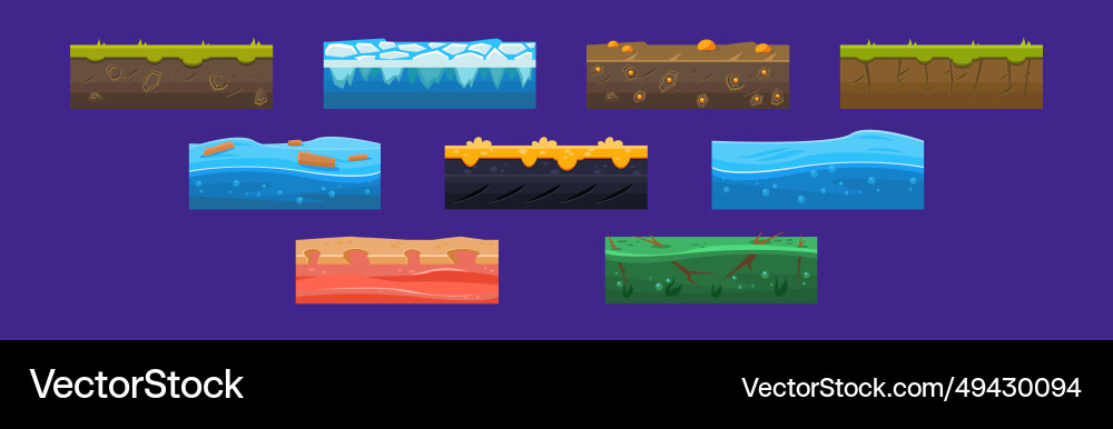 Different ground game platform level design Vector Image