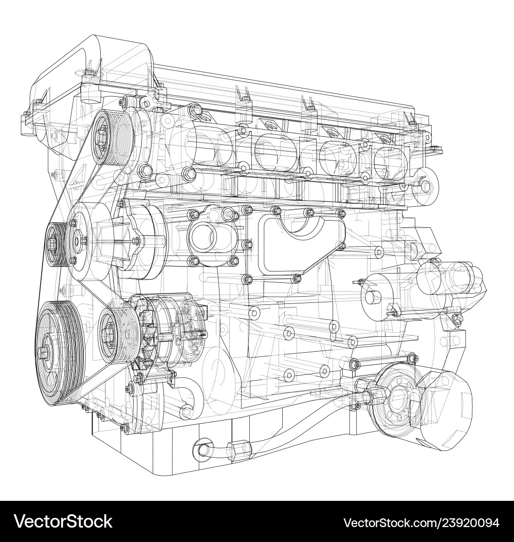Engine sketch rendering of 3d Vector Image