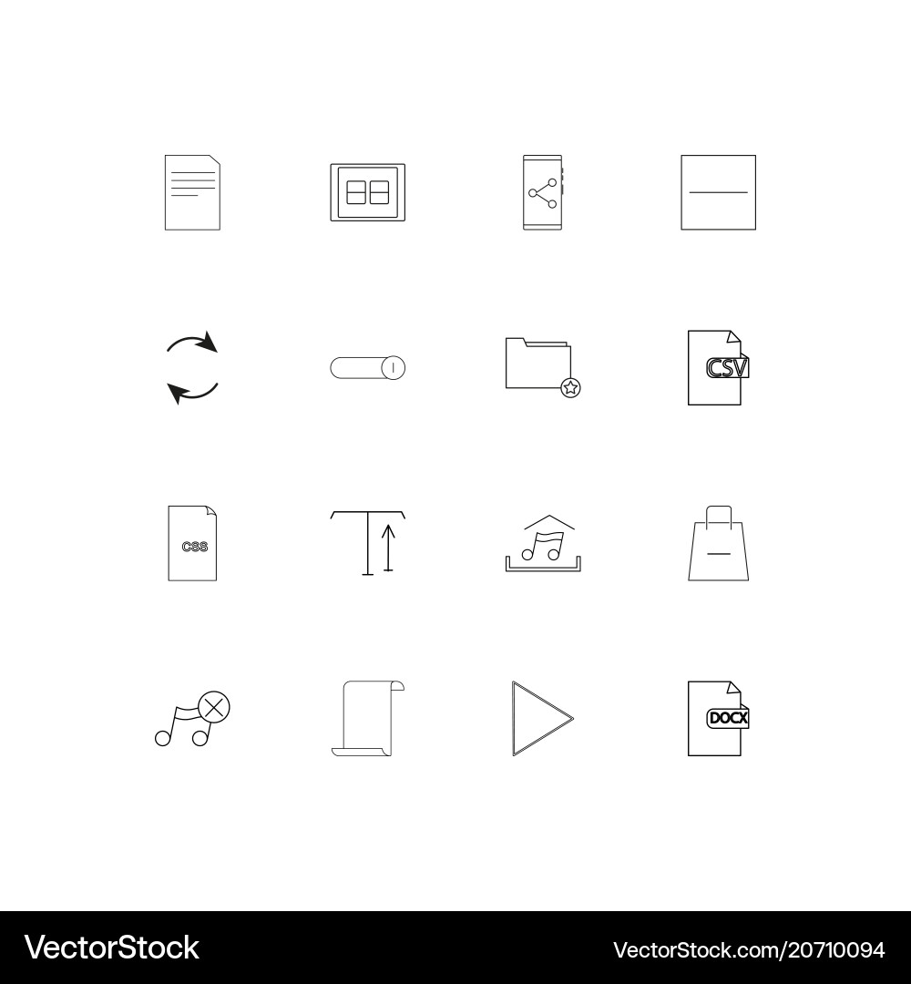 Files and folders sign simple linear icons set vector image