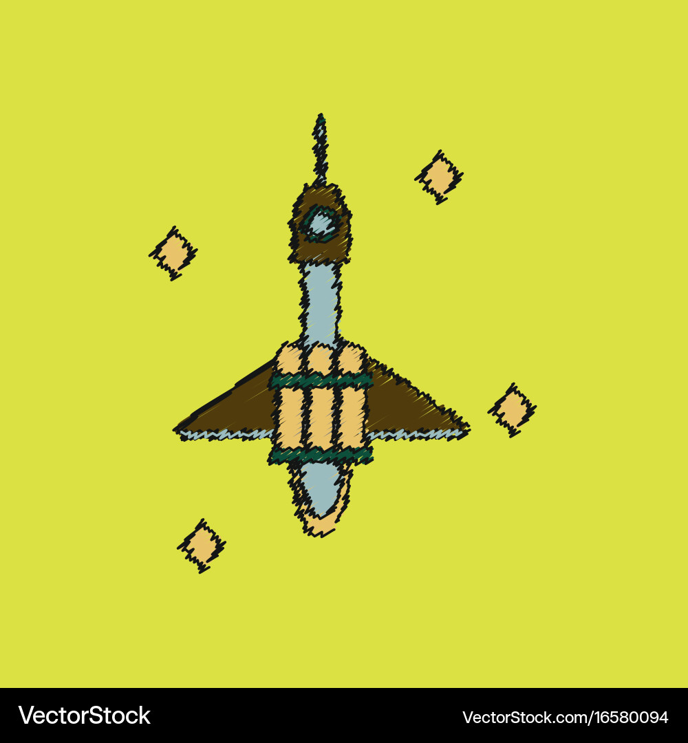 Flat icon design collection spaceship in space Vector Image