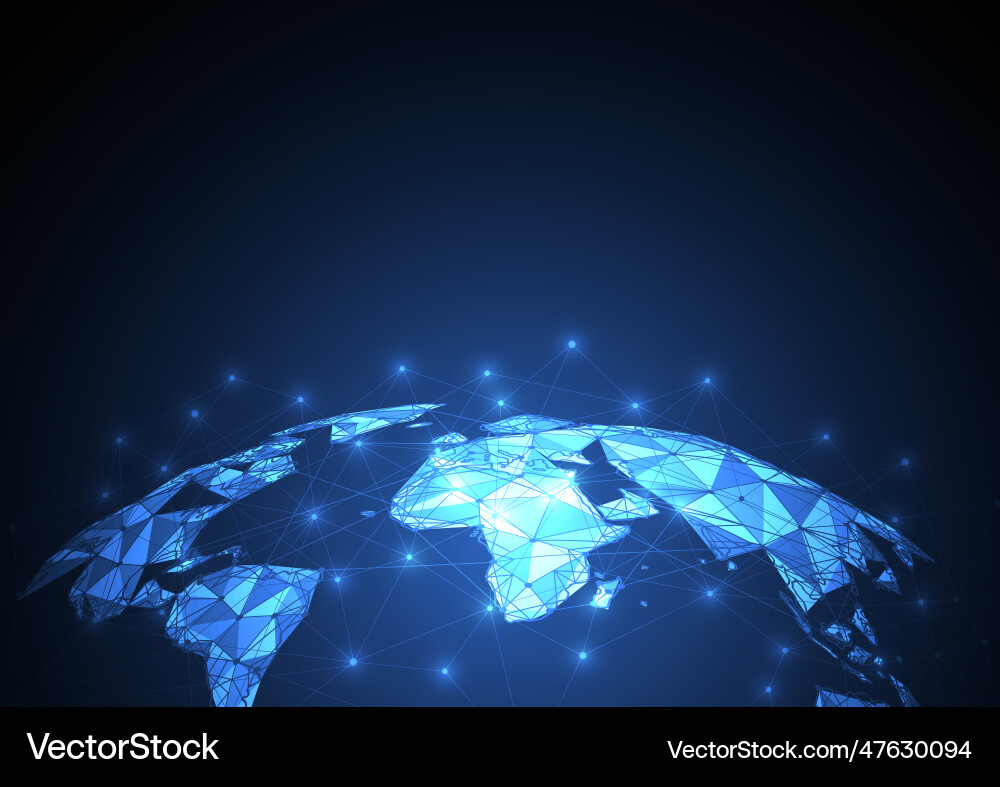 Global network connection world map point Global network connection world map point vector image