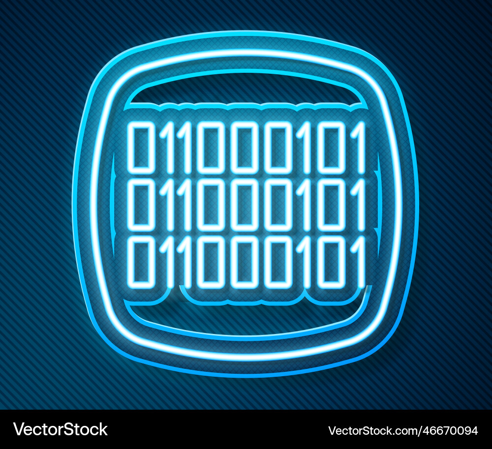 Glowing neon line binary code icon isolated Glowing neon line binary code icon isolated vector image