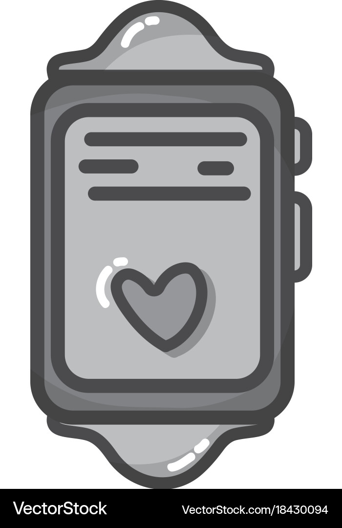 Grayscale smartwatch technology object Vector Image