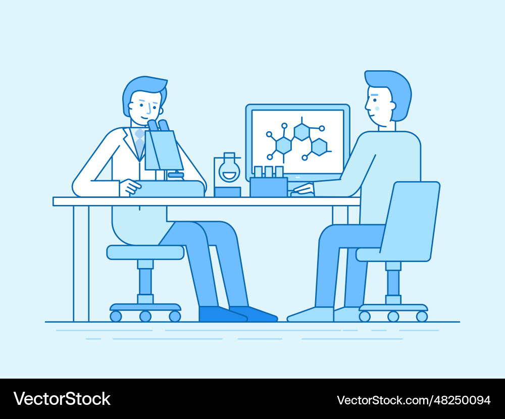 In flat linear style and blue color - medical In flat linear style and blue color - medical vector image