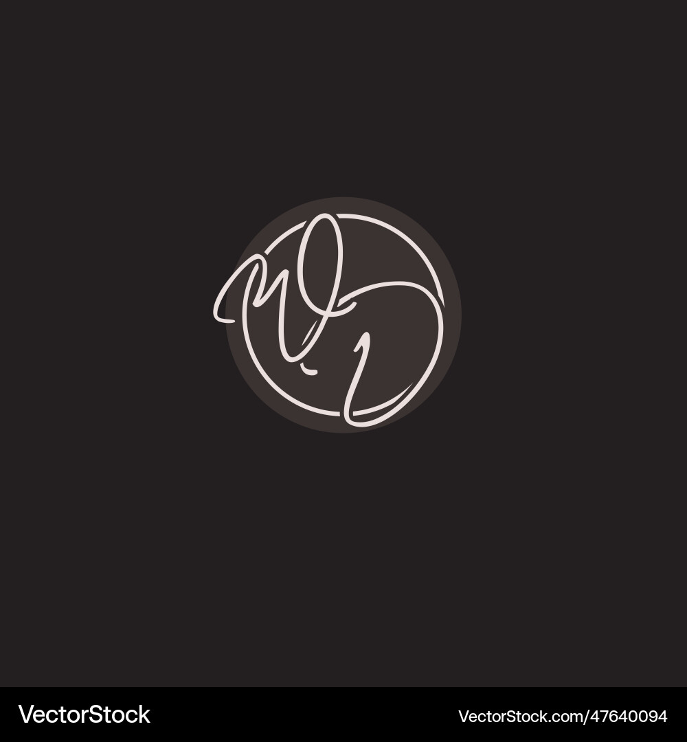 Initials wd logo monogram with simple circle line vector image