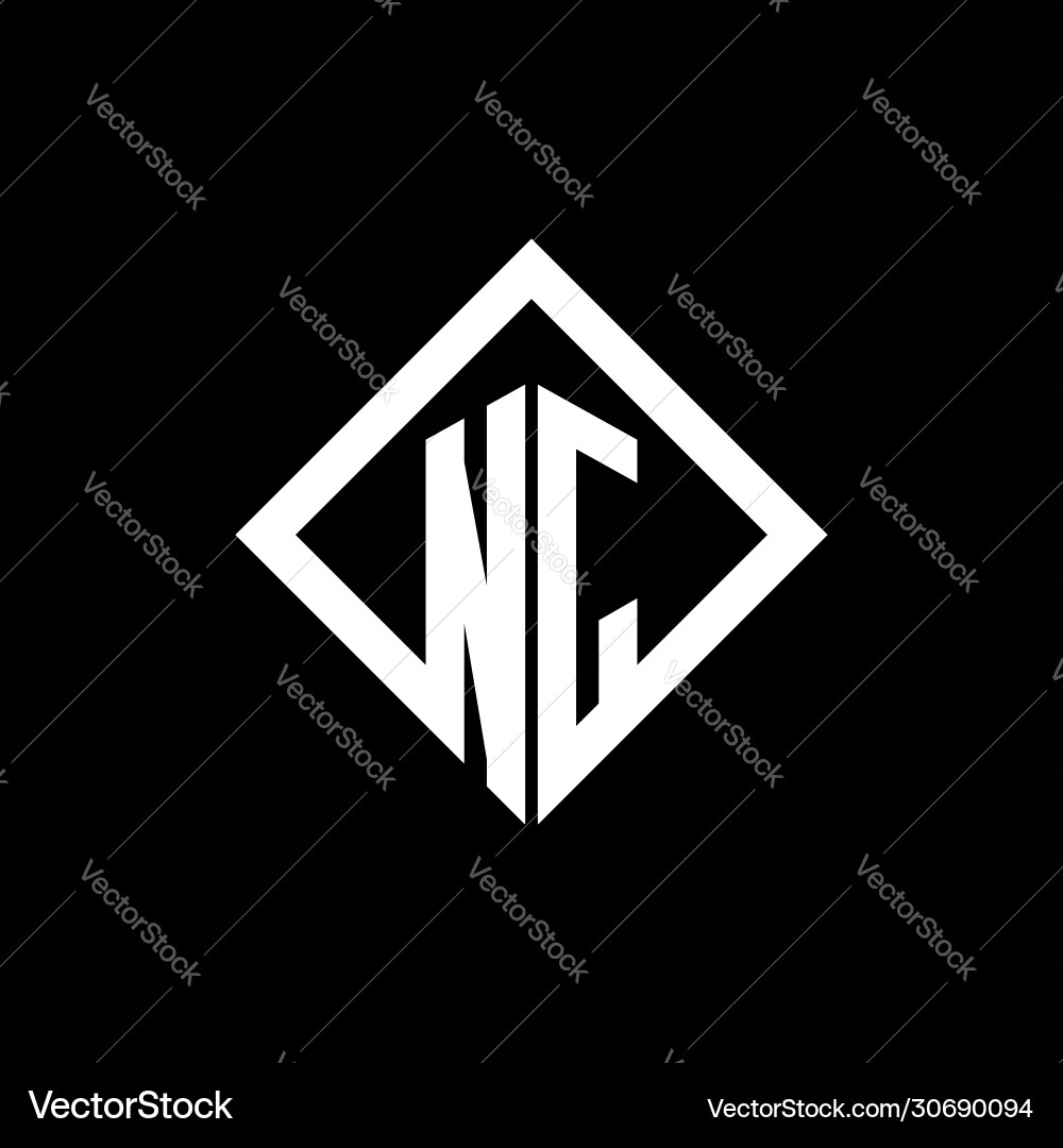Nj logo monogram with square rotate style design vector image