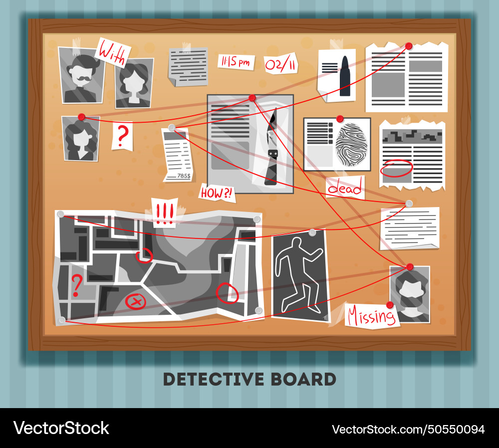 Private investigation board composition Royalty Free Vector