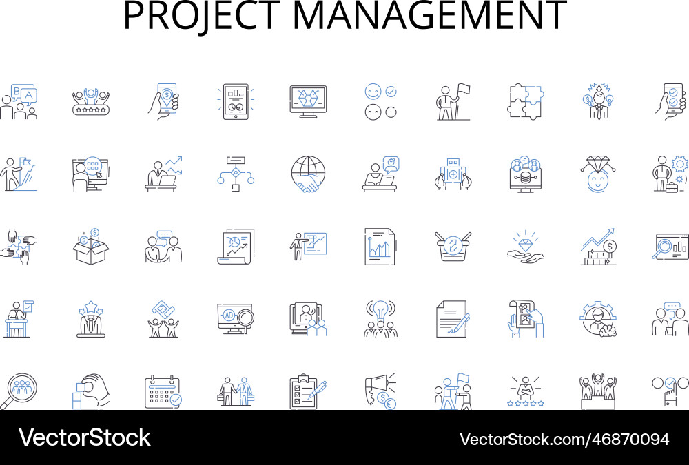 Project management line icons collection reinvent Project management line icons collection reinvent vector image