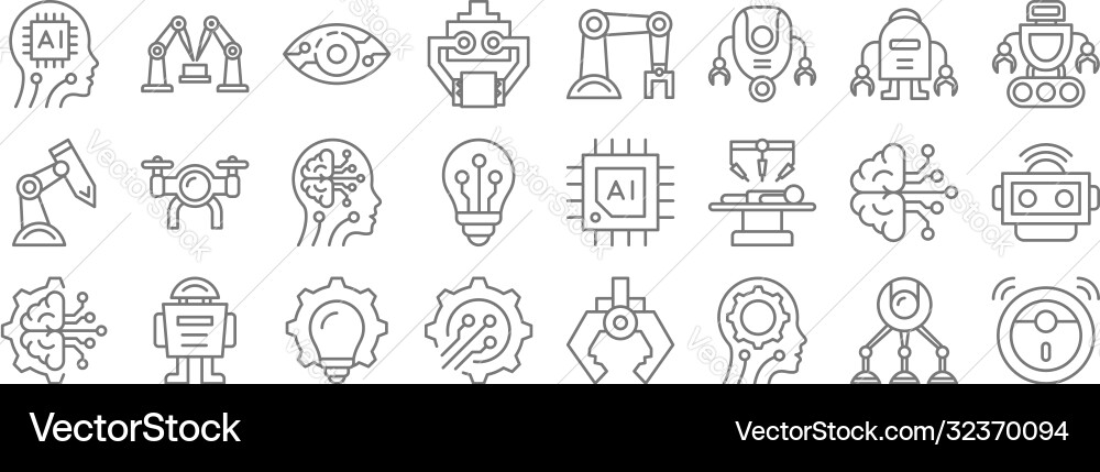 Robotics line icons linear set quality Robotics line icons linear set quality vector image