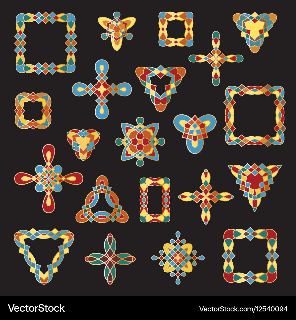Set of different ethnic signs and frames Vector Image