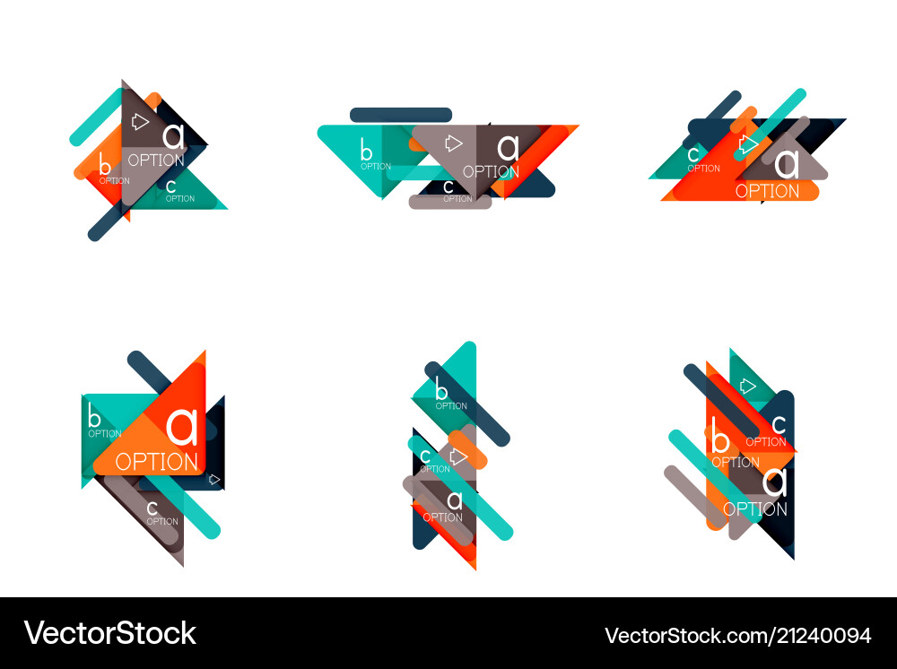 Set of triangle options infographics data Set of triangle options infographics data vector image