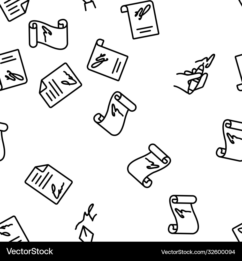 Signature signing seamless pattern vector image