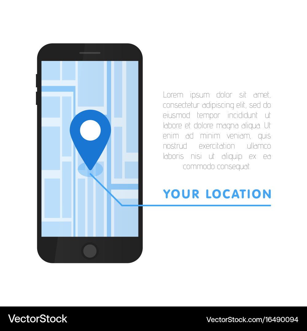 Smartphone Location Pointer Map Vector Image