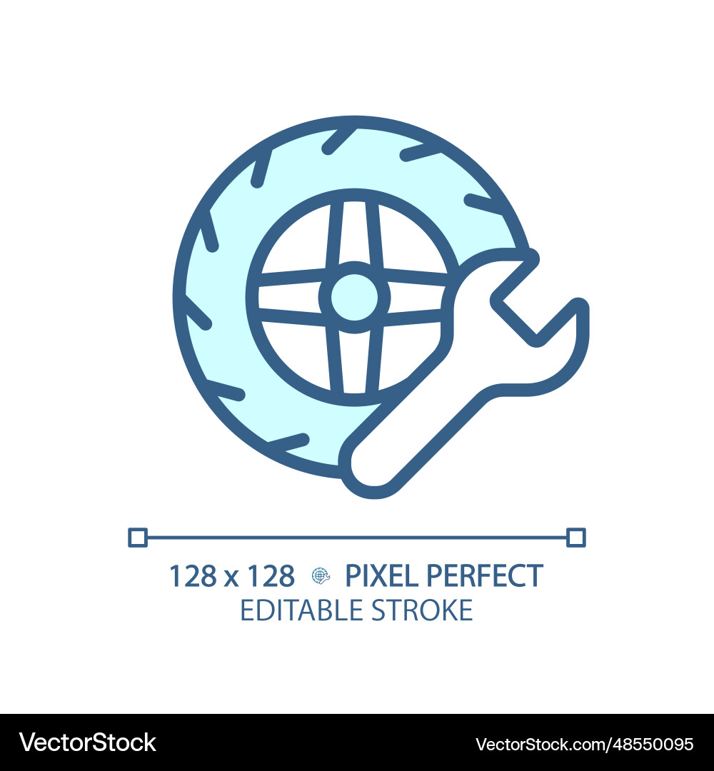 2d customizable thin linear blue wheel repair icon 2d customizable thin linear blue wheel repair icon vector image