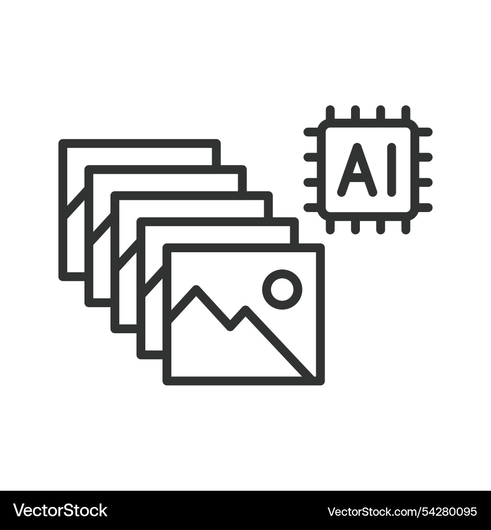 Ai images icon in line design Ai images icon in line design vector image