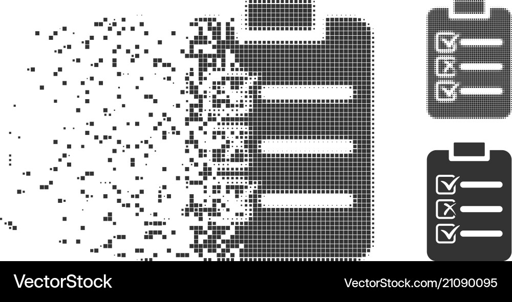 Aufschlüsselung des Pixel-Halton-Check-Listen-Symbols Aufschlüsselung des Pixel-Halton-Check-Listen-Symbols Vektorbild