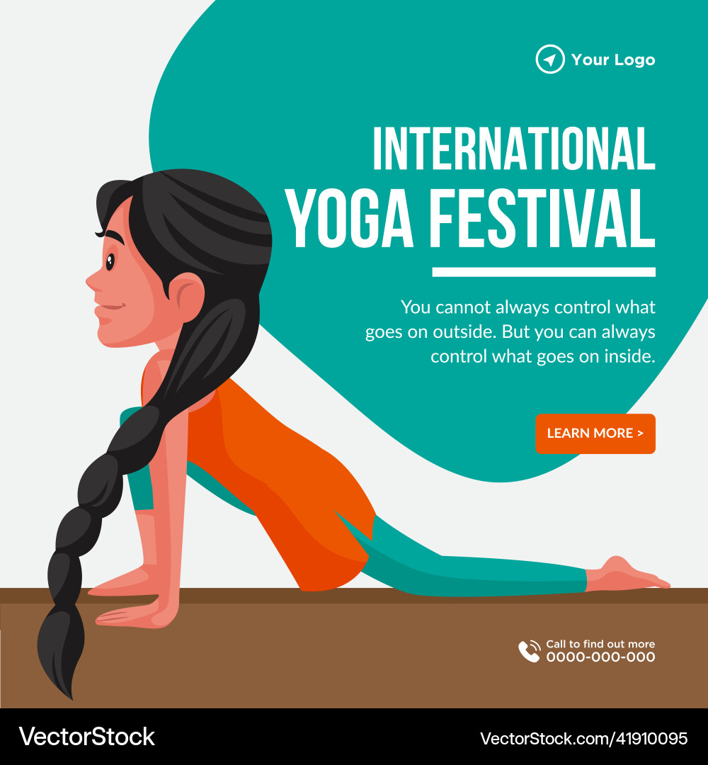 Banner design of international yoga festival vector image