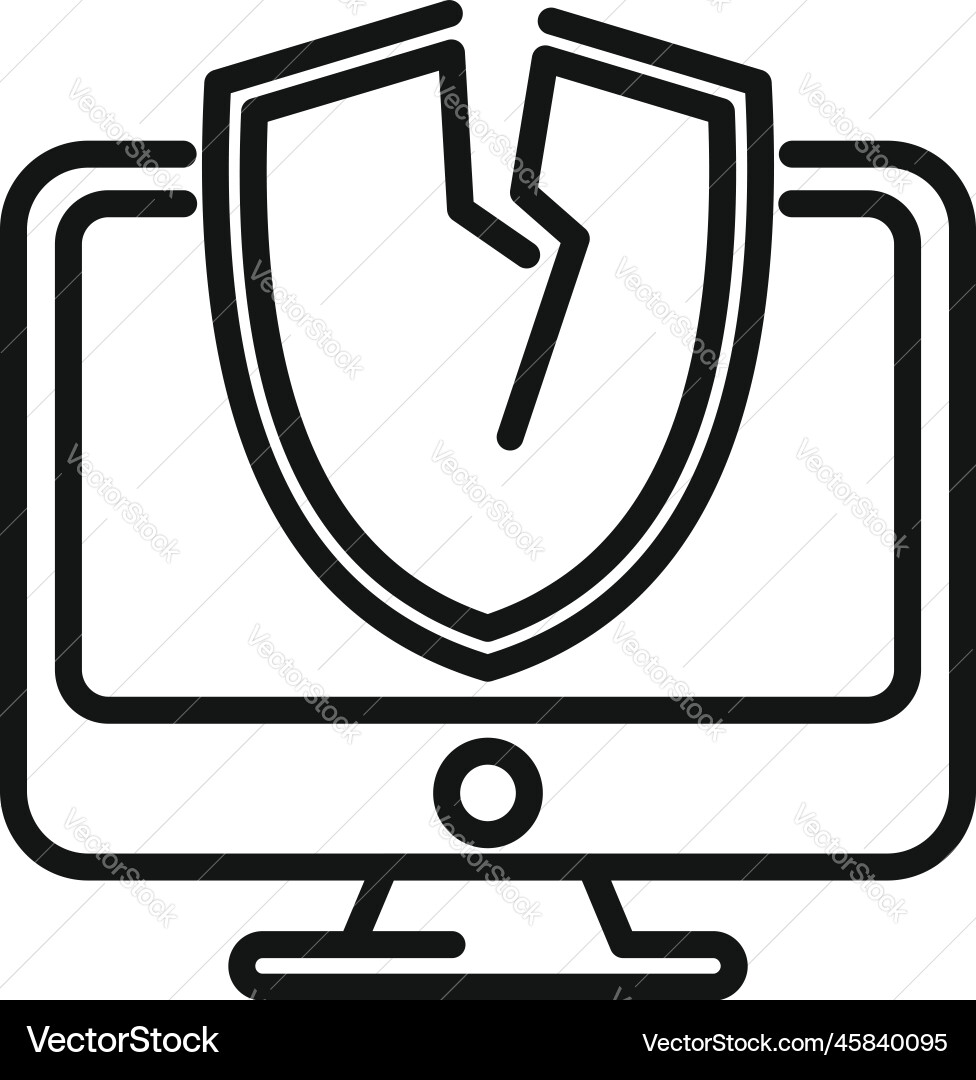 Computer error icon outline security Computer error icon outline security vector image