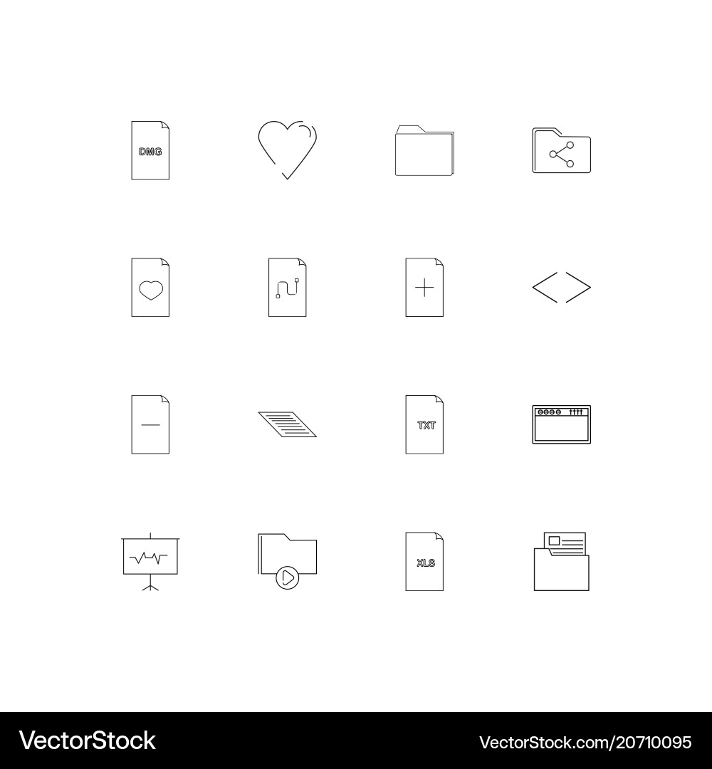 Dateien und Ordner unterschreiben einfache lineare Symbole Set Vektorbild