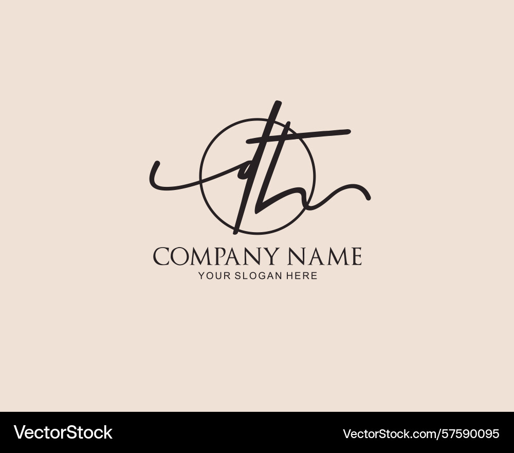 Dt initial handwriting logo design collection Vector Image