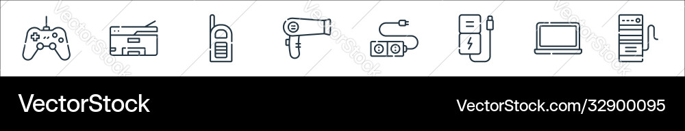 Electronics line icons linear set quality Electronics line icons linear set quality vector image