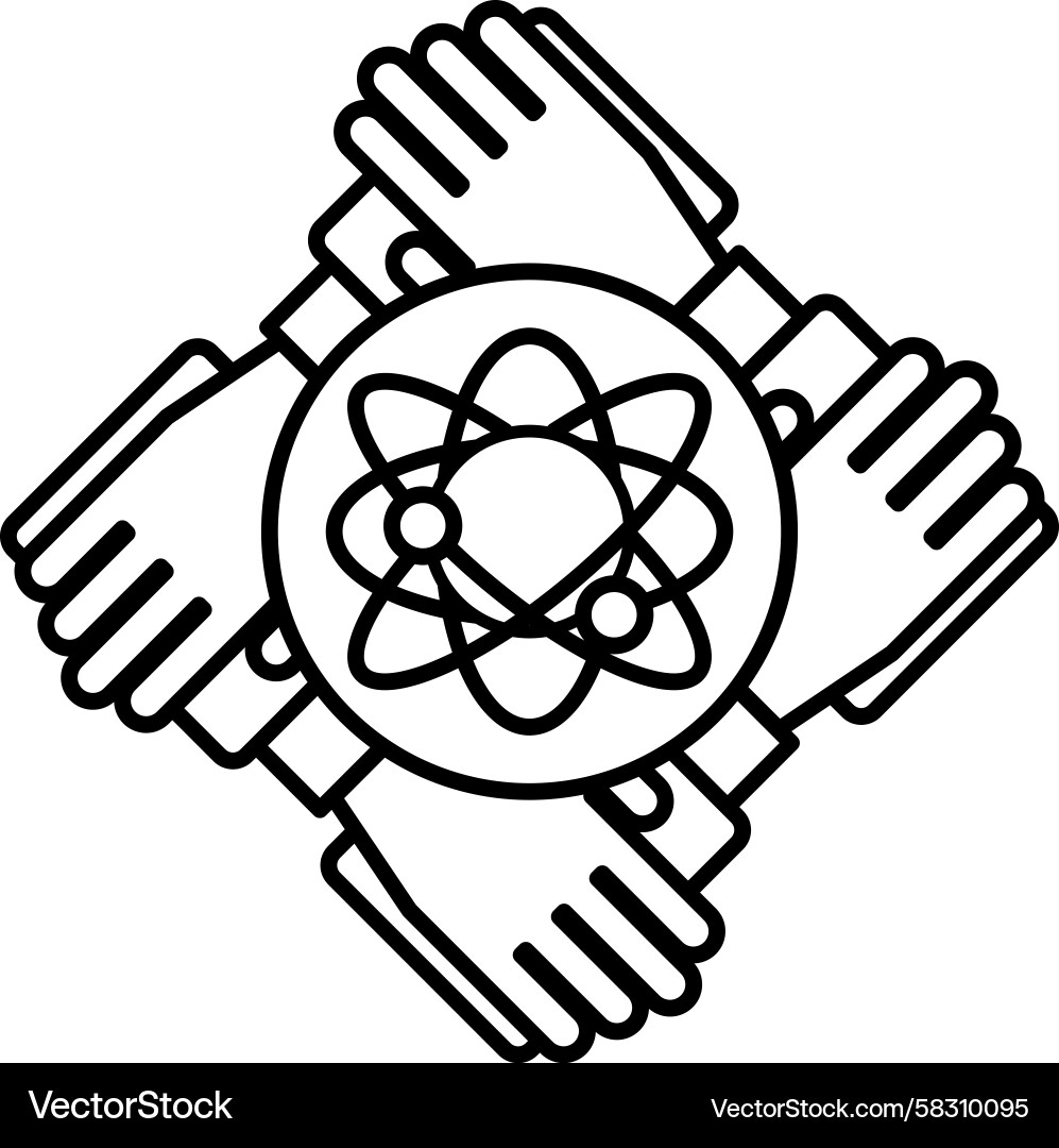 Four Hands in a Circle with Dots Vector Image