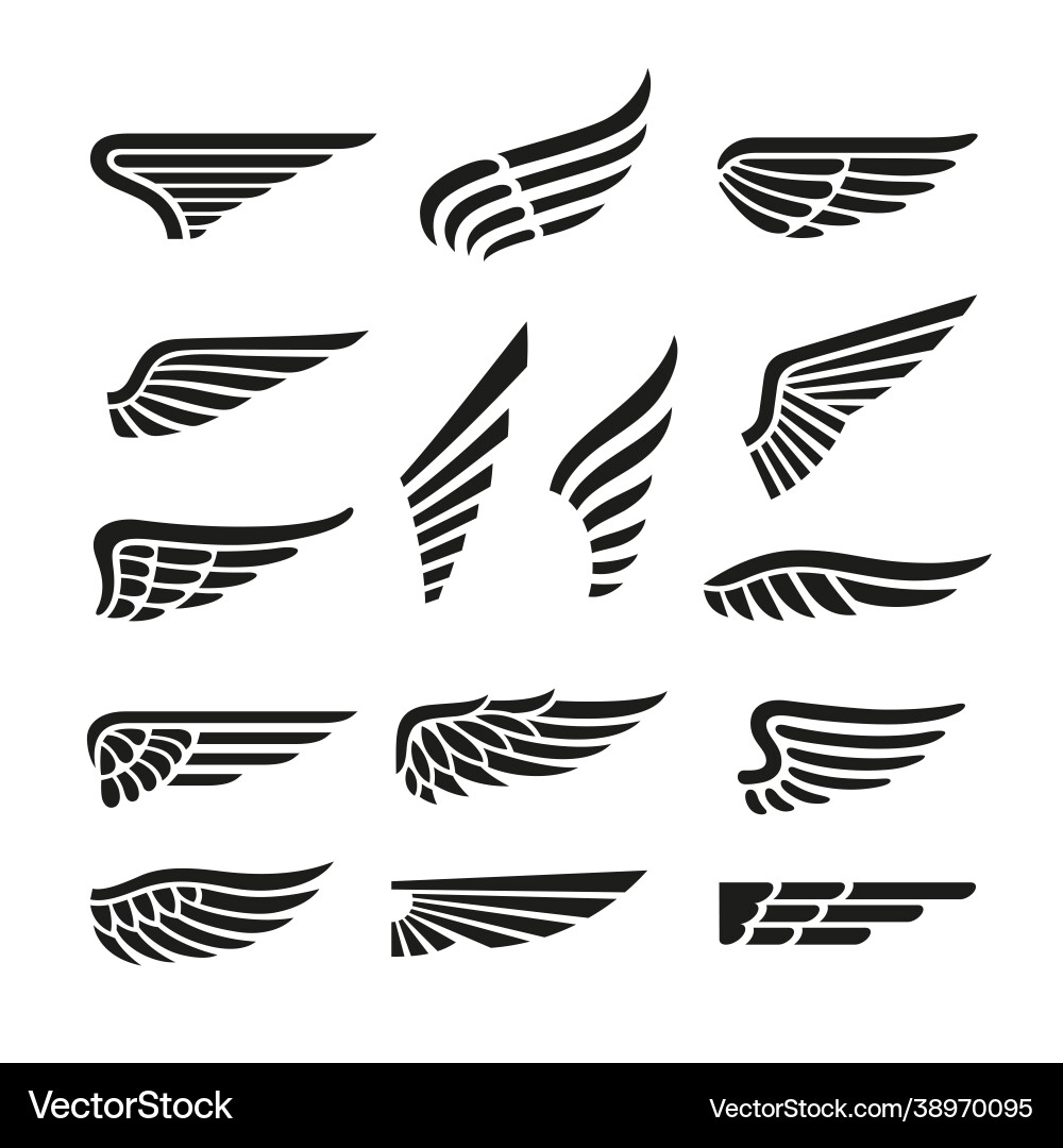 Isolated wings icons vintage wing retro air Isolated wings icons vintage wing retro air vector image