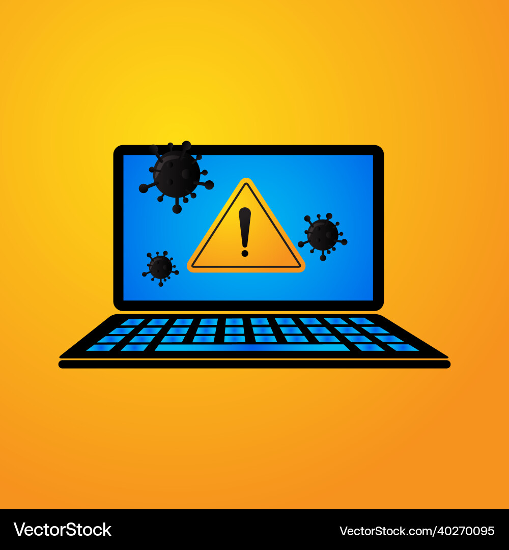 Laptop display alert warning malware design Vector Image