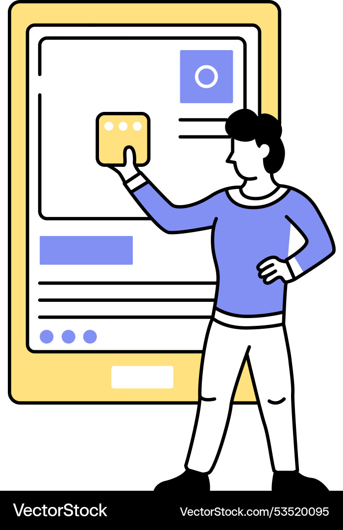 Man creating mobile web design icon Royalty Free Vector