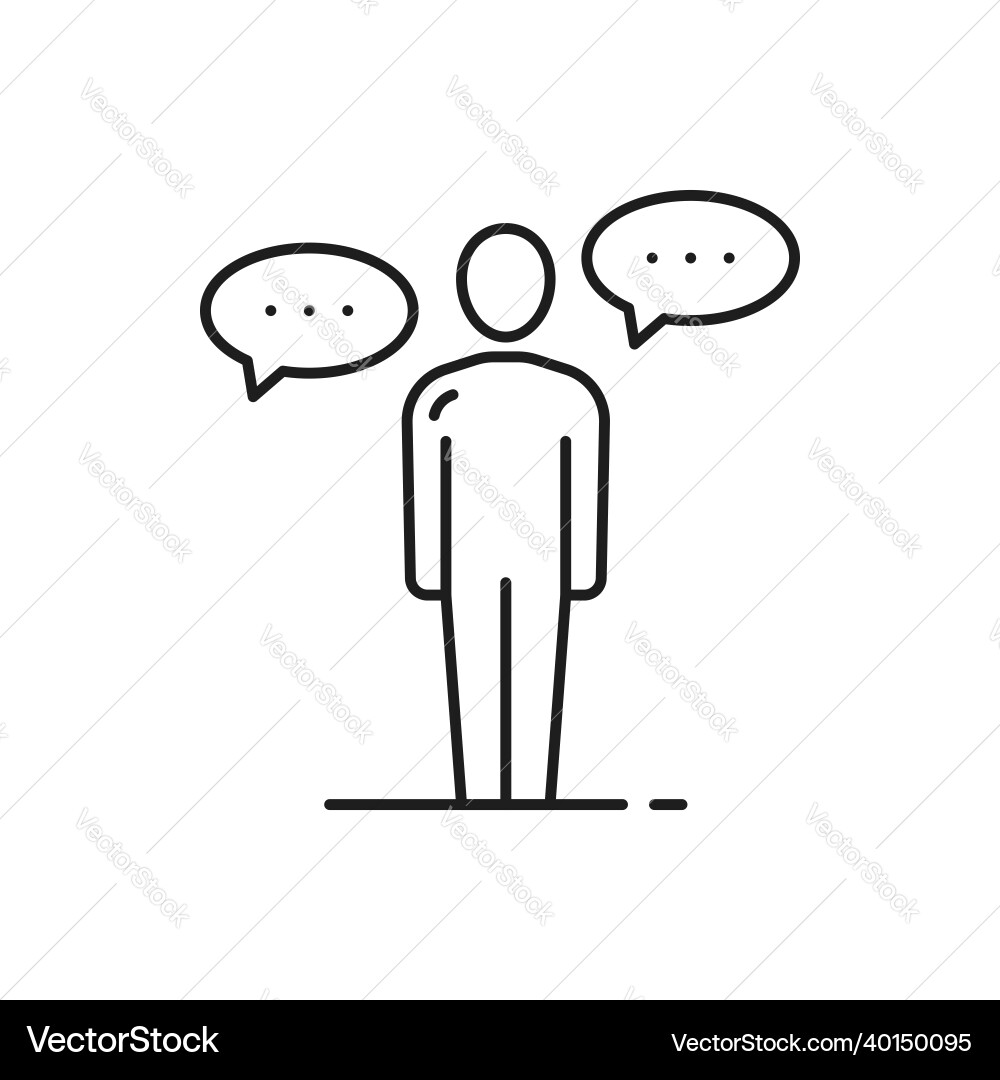 Man with dialogue chat bubble isolated thin line Man with dialogue chat bubble isolated thin line vector image