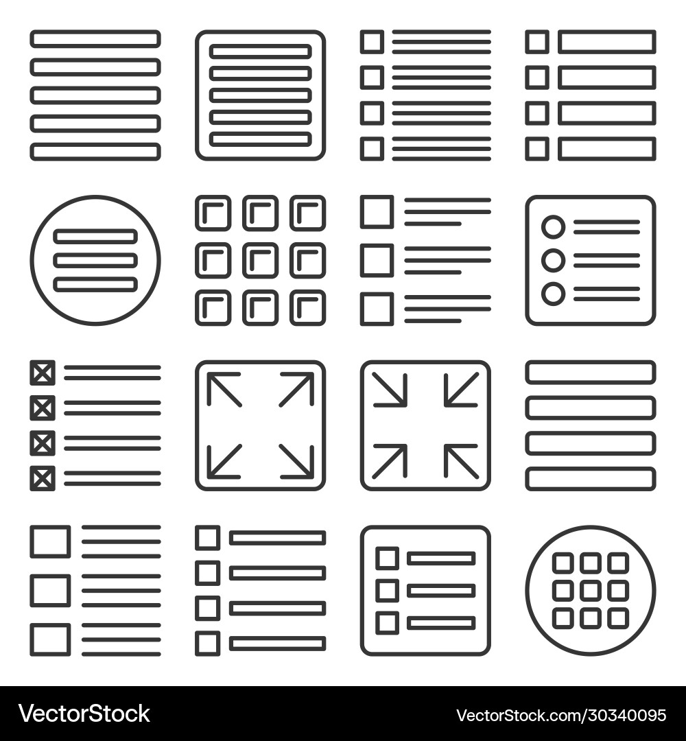 Menu Icon Set - Line Style vector image