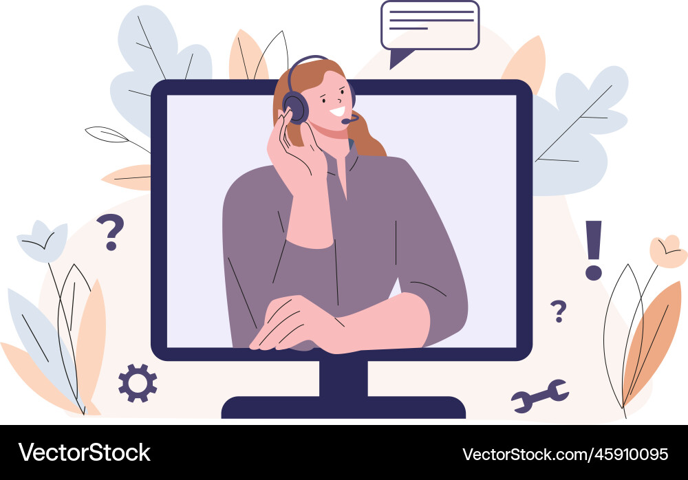 Online support faq service or chat bot concept vector image