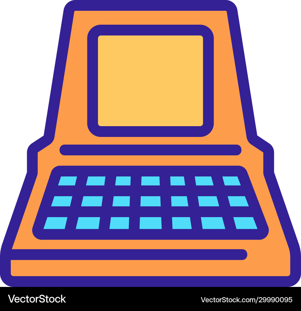 Retro computer icon isolated contour Retro computer icon isolated contour vector image