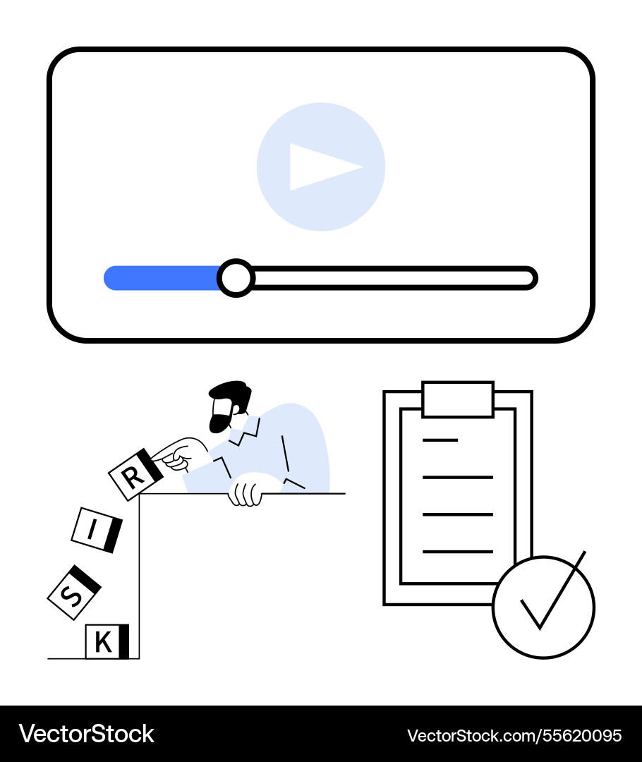 Risk management process with video tutorial vector image