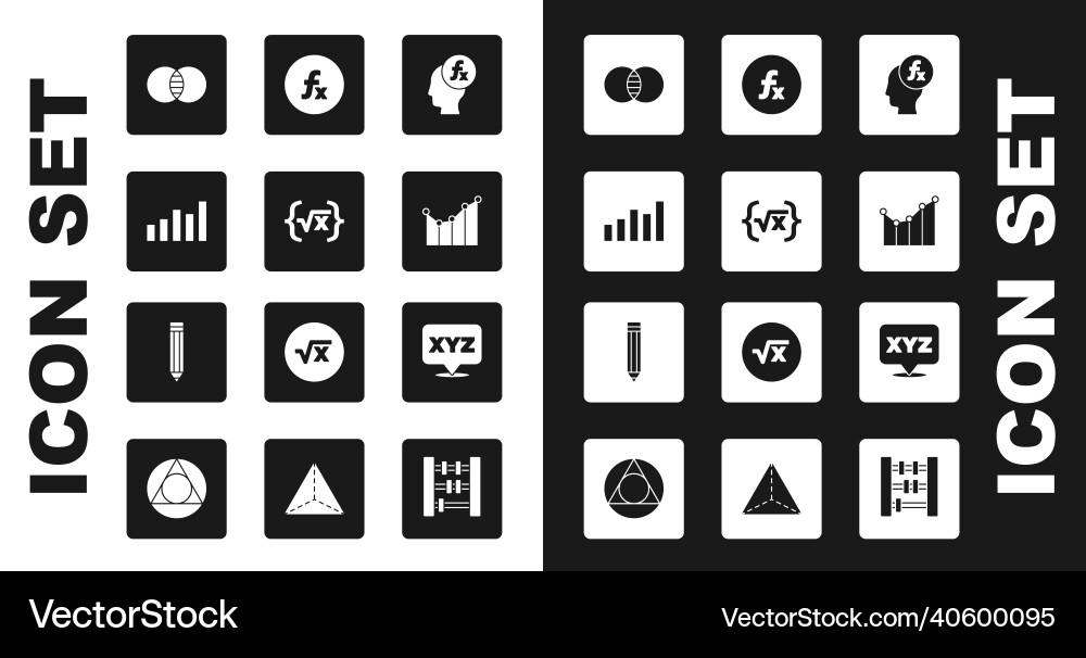 Set function mathematical symbol square root of x Vector Image