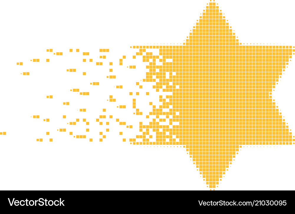Six pointed star dissolved pixel icon Six pointed star dissolved pixel icon vector image