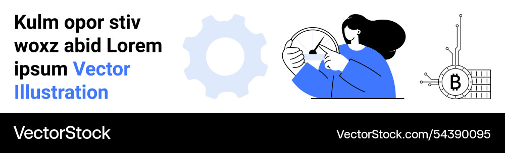 Tech-inspired design with gear person learning Vector Image