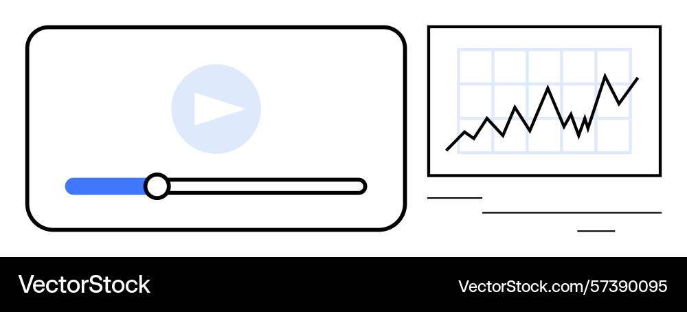 Video analytics with a growth chart visualizing Video analytics with a growth chart visualizing vector image