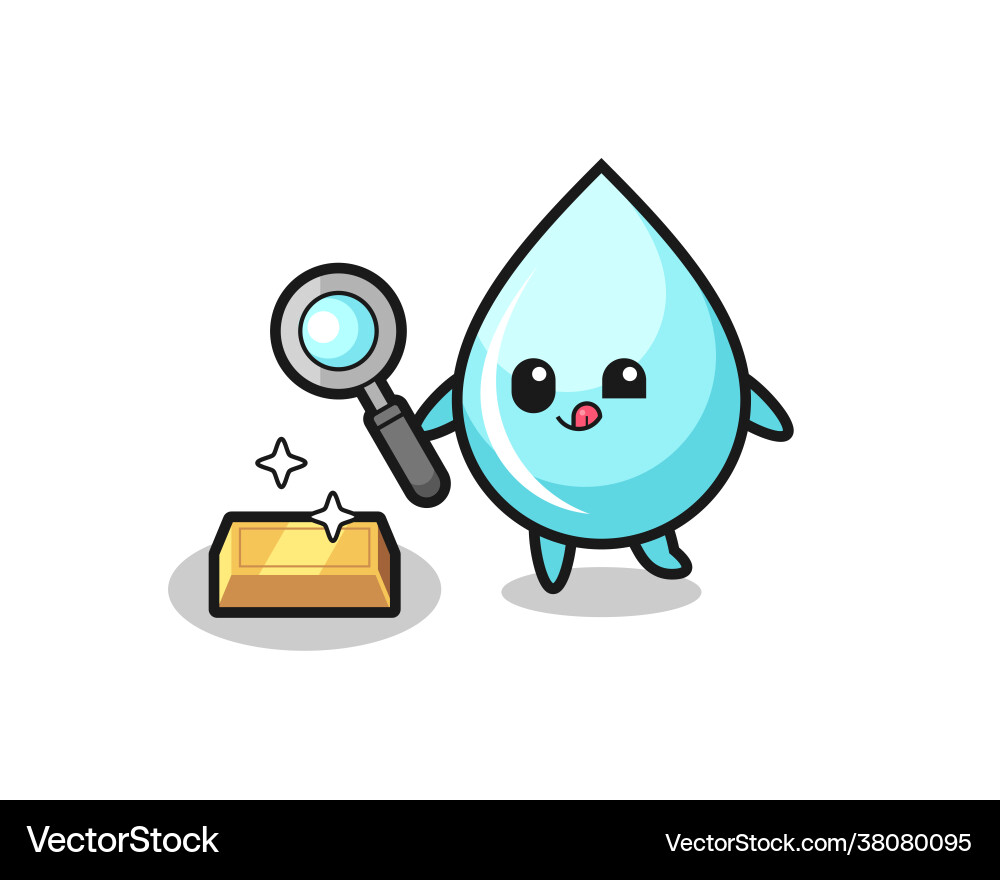 Water drop character is checking authenticity Water drop character is checking authenticity Vector Image