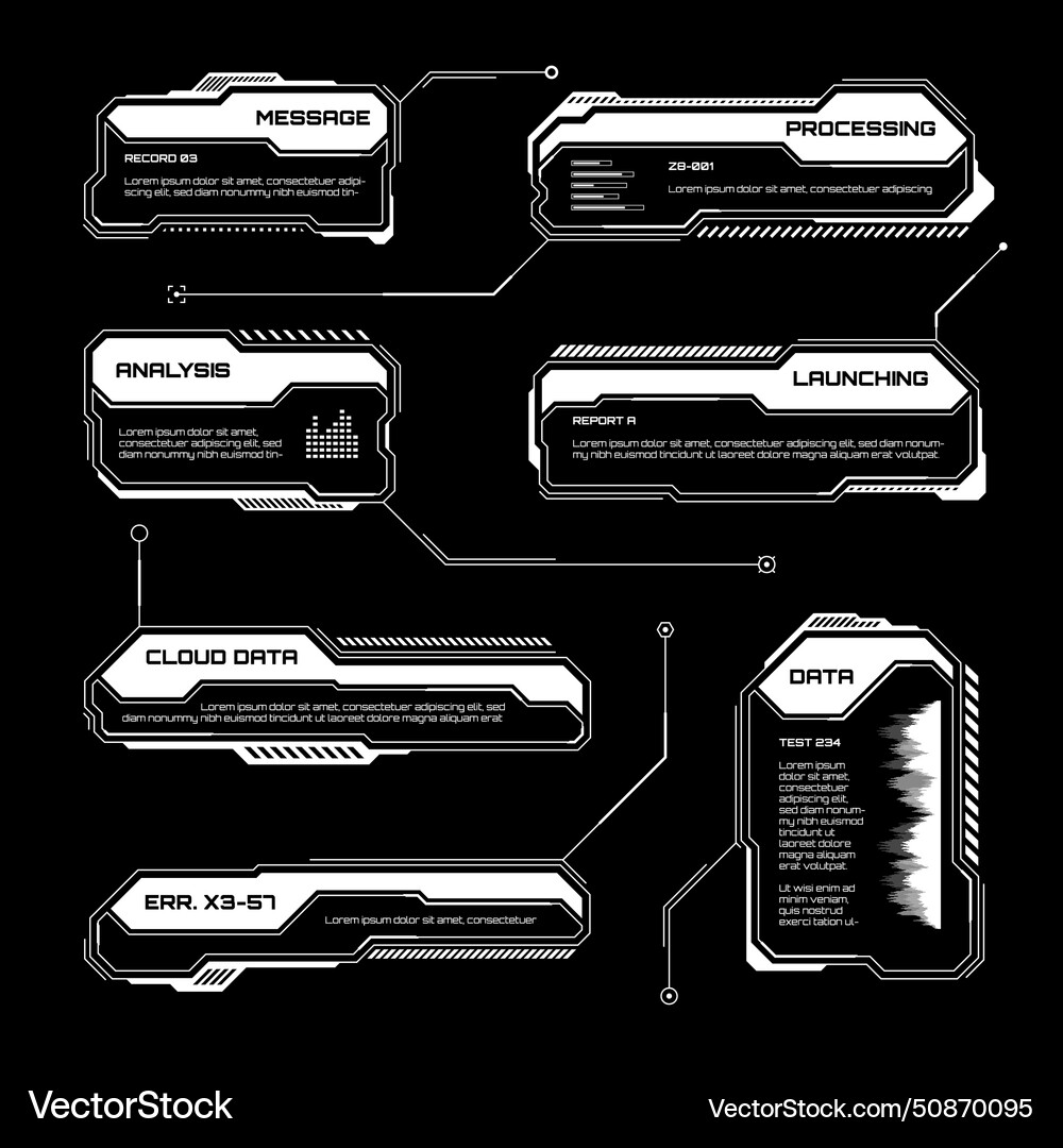 White futuristic hud ui elements sci-fi user White futuristic hud ui elements sci-fi user vector image