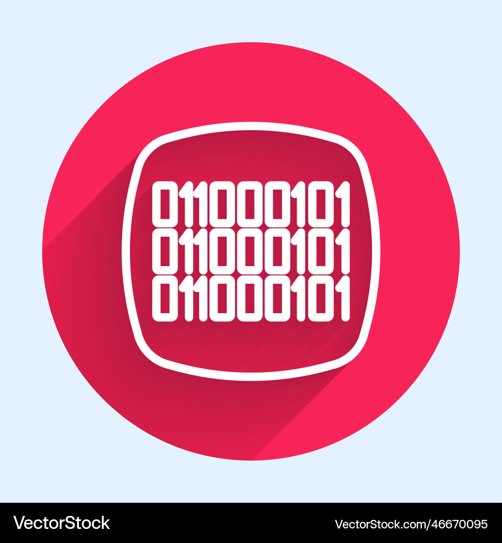 White line binary code icon isolated with long White line binary code icon isolated with long vector image
