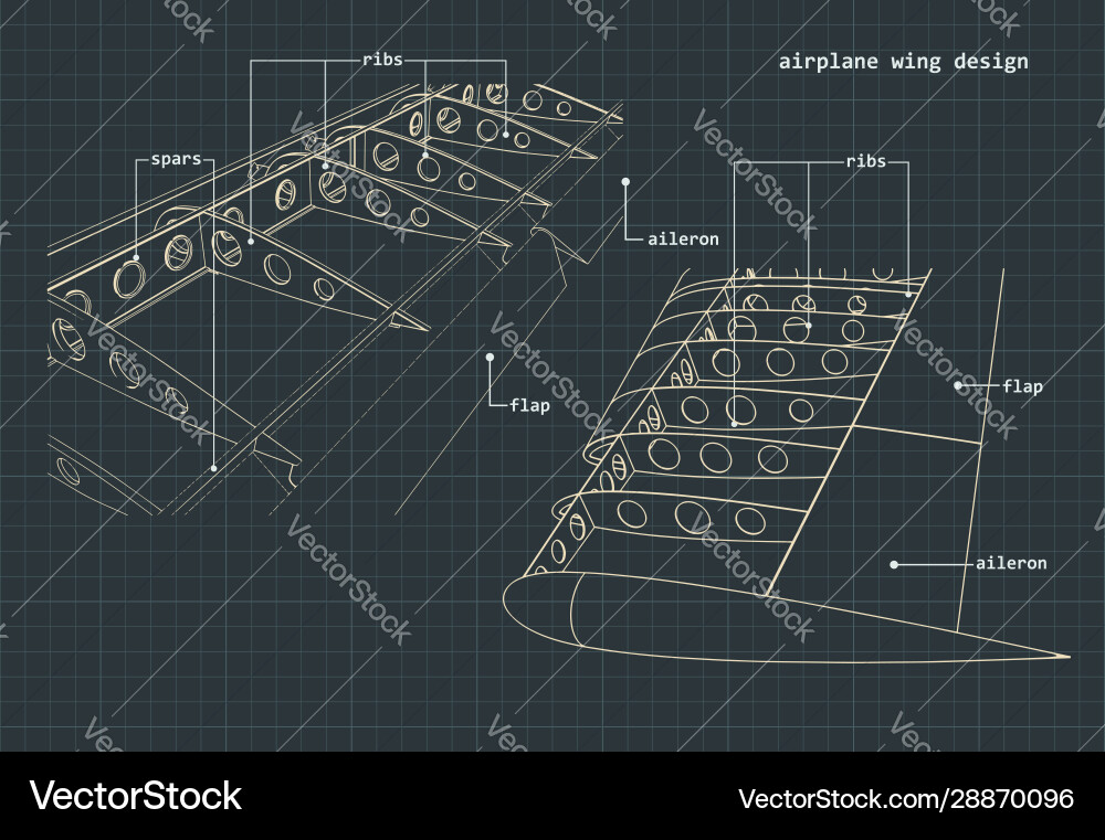 Airplane wings drawings Airplane wings drawings vector image