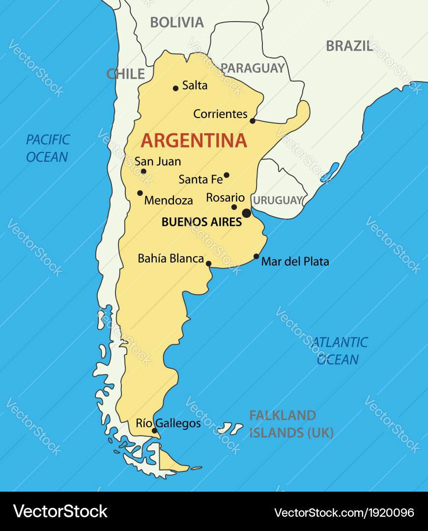 Argentina Map - Political Geography – Royalty-Free Vector | VectorStock
