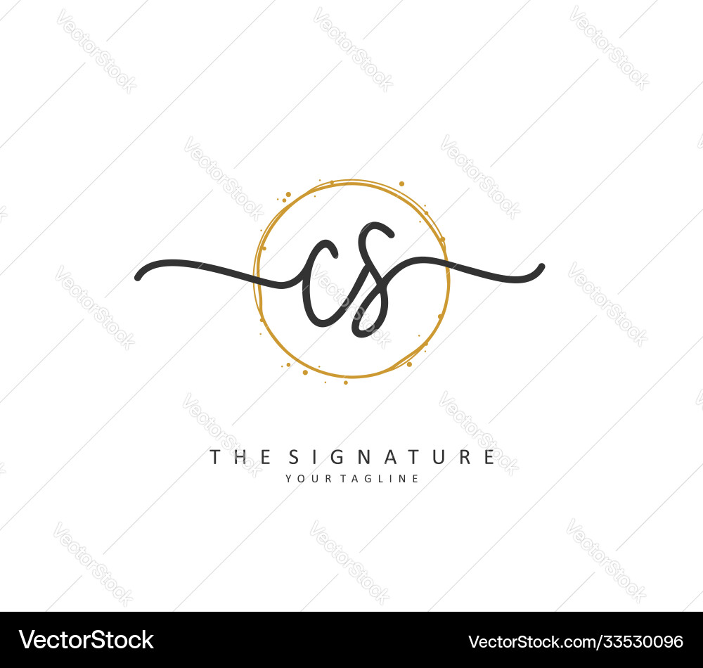 C s cs initial letter handwriting and signature Vector Image