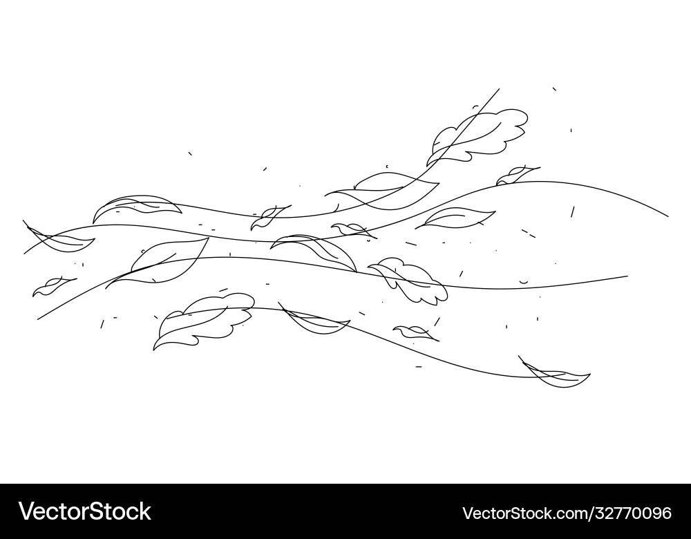 Doodle autumn weather line art wind carrying Doodle autumn weather line art wind carrying vector image