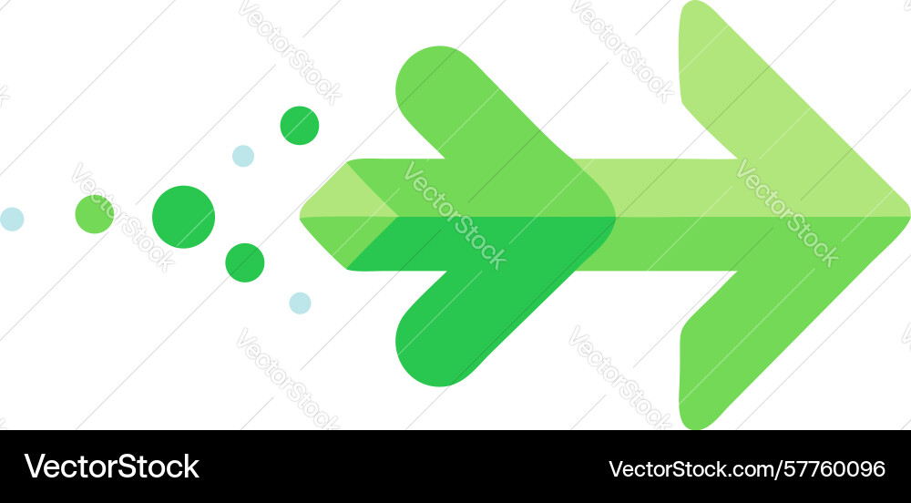 Dynamic green speed arrow for fast flow progress vector image