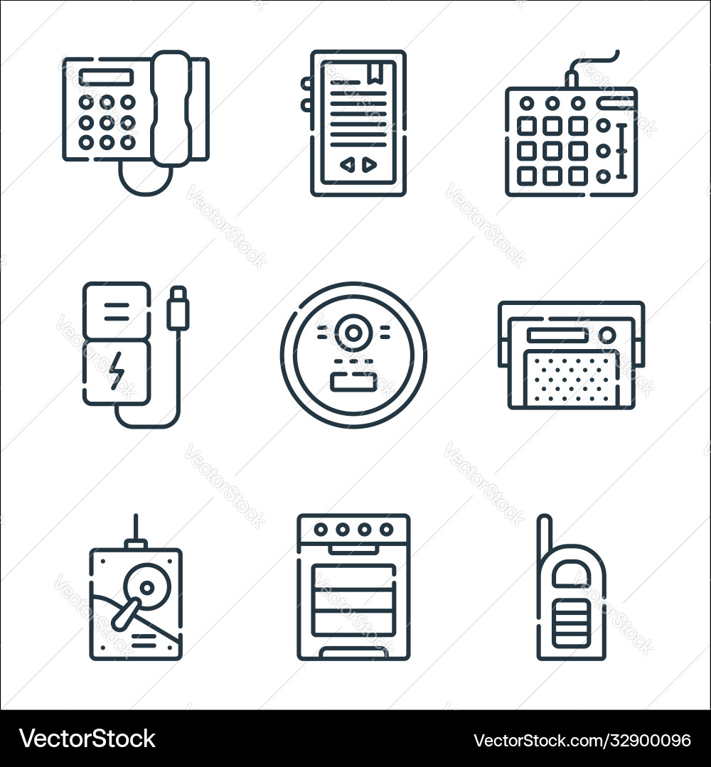 Electronics line icons linear set quality Electronics line icons linear set quality vector image