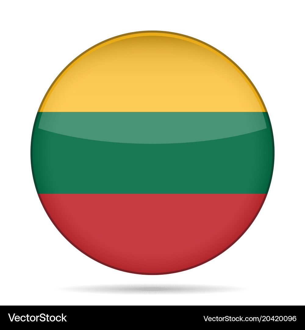 Flag of lithuania shiny round button Vector Image